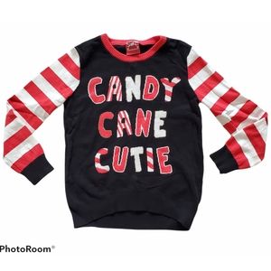 New Girl's Candy Cane Cutie Long Sleeve Sweater Size XS 4/5